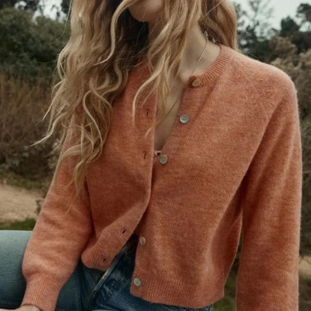 Doen Petra  Women's Cardigan Sweater, S, sherbet color
